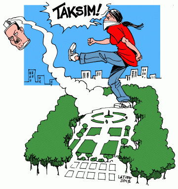 Taksim is about trees AND democracy! via: Latuff Cartoons [Enlarge-agrandir-μεγαλώστε] 
